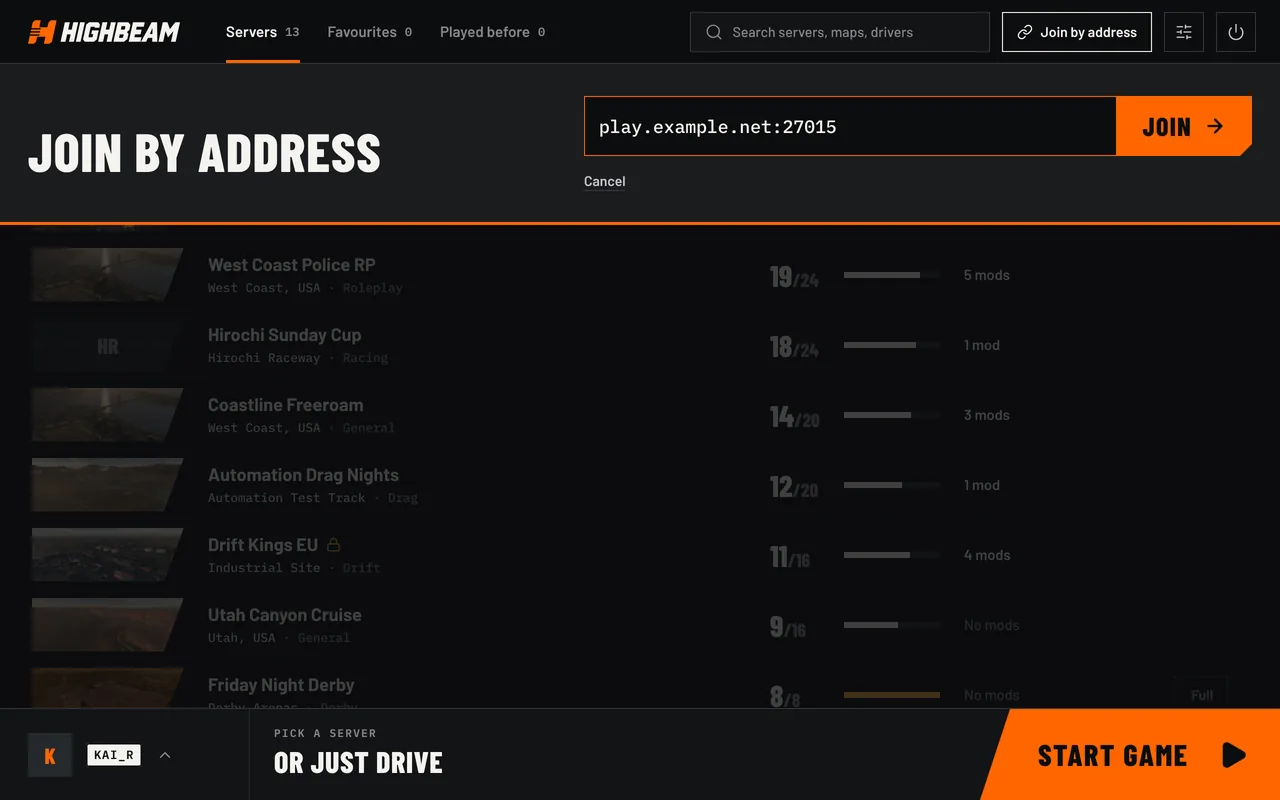 HighBeam's Join by address box