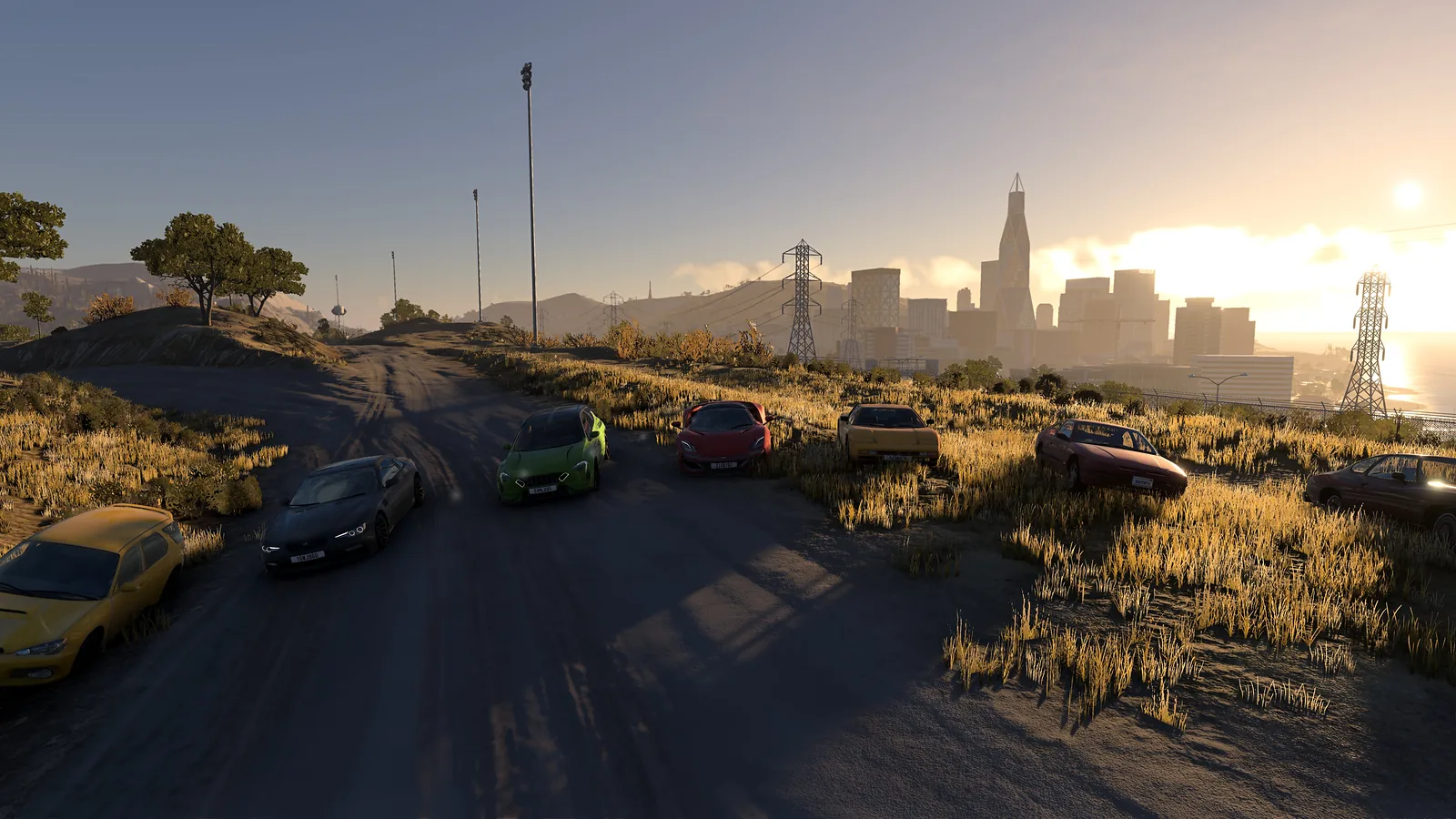 Машины друзей на смотровой площадке в BeamNG.drive